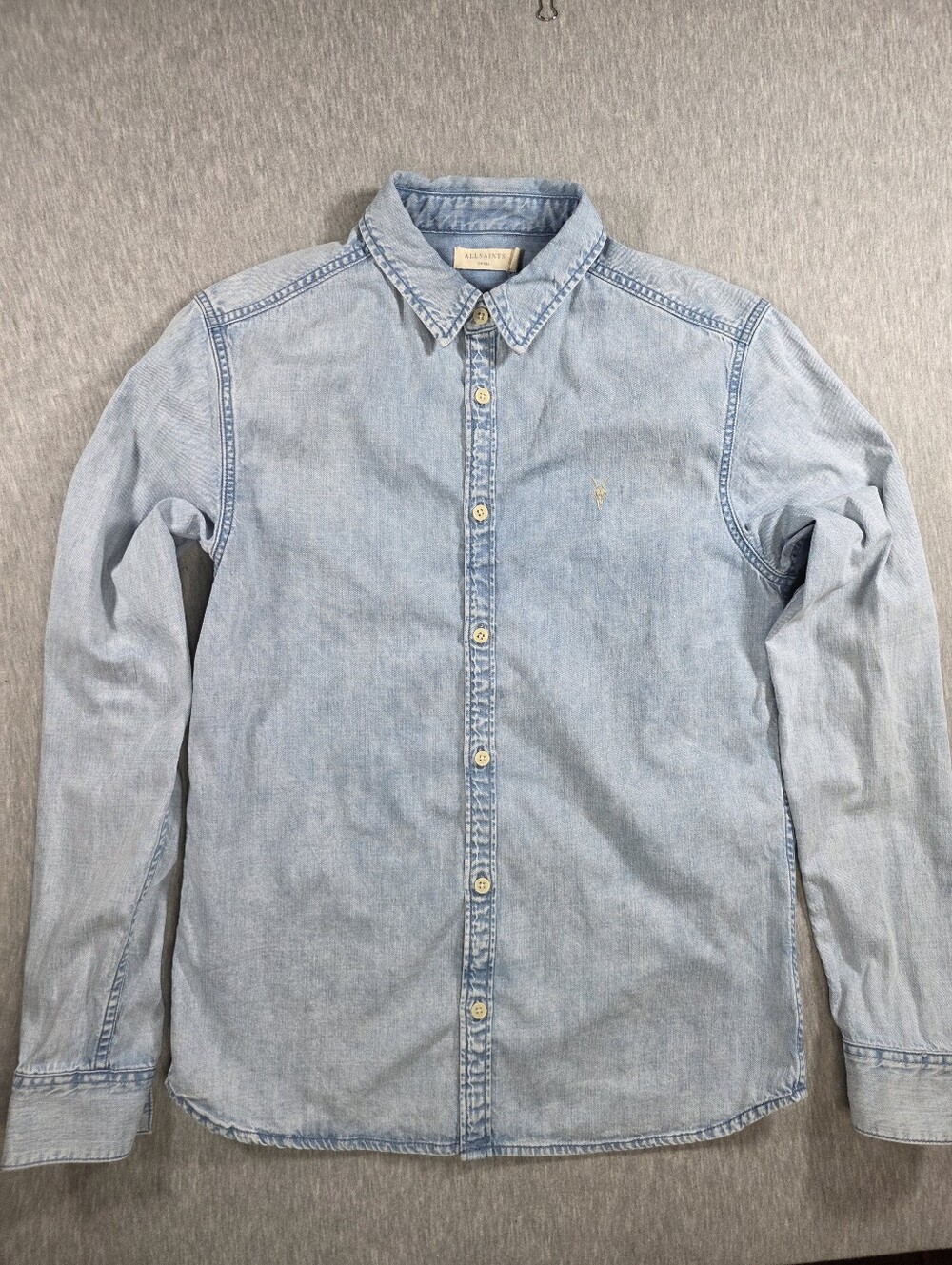 Allsaints Light Blue Denim Button Down Shirt Men's Size Small